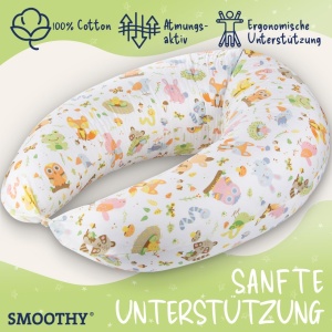 Pernă de alăptare - pozitionare pentru mama SMOOTHY® XXL Premium pentru dormit pe o parte - husa din bumbac - umplutura cu perle EPS - Img 3