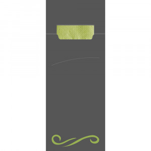 Punga tacamuri CLASIC din FSC mix 20x8.5 cm - cu servetel lime - culoare gri