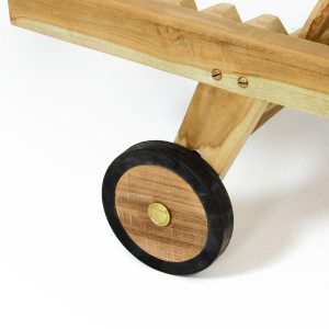 Sezlong pliabil Divero din lemn de TEAK 200x57x34 cm - pliabil cu roti - Img 2