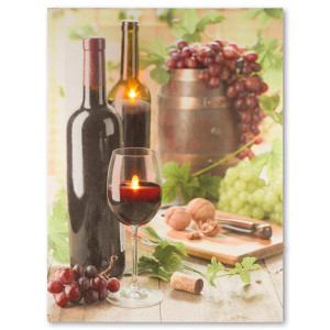 Tablou iluminat 2 leduri cu timer - 30x40cm - print digital pe canvas - seara cu vin - Img 3