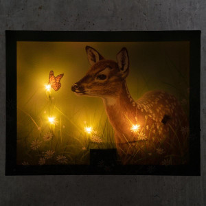 Tablou iluminat 4 leduri cu timer - 30x40cm - print digital pe canvas - caprior pe lunca - Img 2