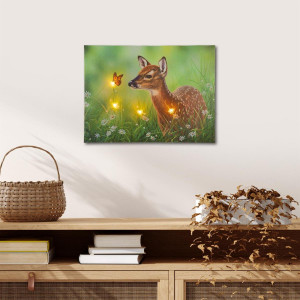 Tablou iluminat 4 leduri cu timer - 30x40cm - print digital pe canvas - caprior pe lunca - Img 4