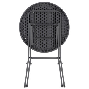 Masa inalta tip Bistro pliabila - 80x80x110 cm - rotunda ABS antracit - ratan look - Img 3