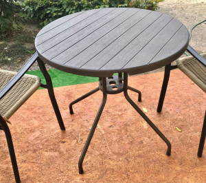 Masa tip Bistro lemn design - 80x80x75 cm - rotunda ABS culoare maro inchis - Img 2