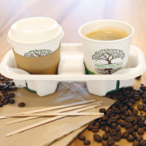 Pahar cafea Bio NATURAL Protect TREE certificat FSC - 1 perete - din carton PLA-stratificat - 12 oz 300ml 9cm - 50 buc