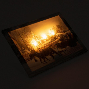 Tablou iluminat cu 3 leduri cu timer - 30x40cm - print digital pe canvas - Sanie trasa de cai - Img 2