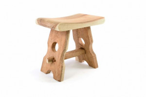 Taburet terasa din lemn de SUAR - masiv in stil taranesc nefinisat - 49x45x29 cm