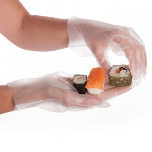 Manusa de unica folosinta ALLFOOD Thermosoft din TPE (elastomer termoplastic) marime M - fara pudra - culoare alb - 200 buc - Img 2