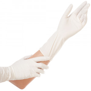 Manusi unica folosinta SAFE LONG - nitril fara pudra - 30 cm - marime L alb - 100 buc