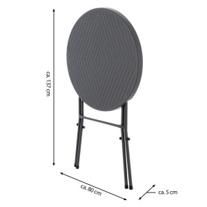 Masa inalta tip Bistro pliabila - 80x80x110 cm - rotunda ABS antracit - ratan look - Img 4