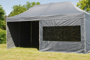 Pavilion pliabil PROFESSIONAL 3x6 m gri antracit - 2 pereti - cadru Alu-HEX 40mm - hexagonal - Img 3