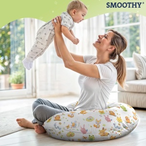 Pernă de alăptare - pozitionare pentru mama SMOOTHY® XXL Premium pentru dormit pe o parte - husa din bumbac - umplutura cu perle EPS - Img 6