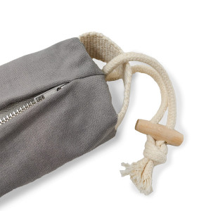 Saculet port-recompensa CLARA - din bumbac organic canvas - 22x8 cm - Stone Grey - Img 4