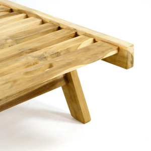 Sezlong pliabil Divero din lemn de TEAK 200x57x34 cm - pliabil cu roti - Img 5