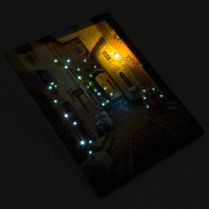 Tablou iluminat 31 leduri fibra cu timer - 30x40cm - print digital pe canvas - alee oras vechi - Img 2
