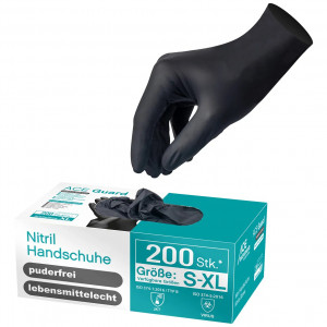 Manusi examinare ACE GUARD - nitril - culoare negru - EN374 si 455 - marime L - 200 buc