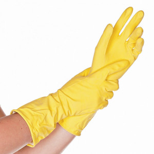 Manusi menaj BETTINA SOFT - din latex interior cu fibre BBC 30 cm - marime S - culoare galben - pereche