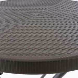 Masa inalta tip Bistro pliabila - 80x80x110 cm - rotunda ABS maro ratan