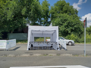 Pavilion pliabil FLEXPRO TRAPEZO - dimensiune 3x3m - culoare alb, complet impermeabil, inclusiv pereti si podea din PVC - Img 2