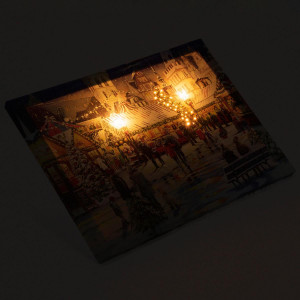 Tablou iluminat 2 leduri cu timer - 30x40cm - print digital pe canvas - Targ de Craciun - Img 6