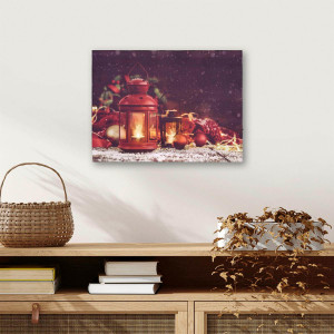 Tablou iluminat 2 leduri cu timer - 30x40cm - print digital pe canvas - Lampa X-mas