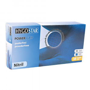 Manusi unica folosinta POWER GRIP - nitril fara pudra culoare albastre - anti-alunecare cu grip - marime XL - 50 buc - Img 3