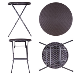 Masa inalta tip Bistro pliabila - 80x80x110 cm - rotunda ABS maro ratan - Img 2