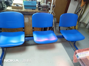 Scaun din plastic PPN - sezut, spatar culoare albastru- cadru metalic de prindere pe banca - model 1215 - Img 3