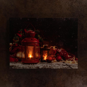 Tablou iluminat 2 leduri cu timer - 30x40cm - print digital pe canvas - Lampa X-mas - Img 3