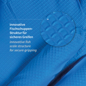 Manusi unica folosinta POWER GRIP - nitril fara pudra culoare albastre - anti-alunecare cu grip - marime XL - 50 buc - Img 4