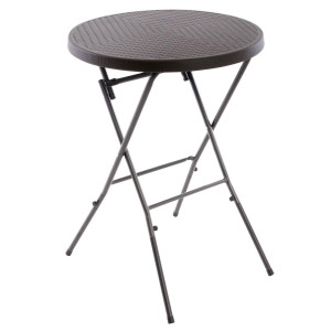 Masa inalta tip Bistro pliabila - 80x80x110 cm - rotunda ABS maro ratan - Img 3