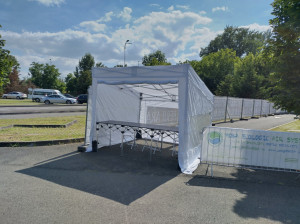 Pavilion pliabil FLEXPRO TRAPEZO - dimensiune 3x3m - culoare alb, complet impermeabil, inclusiv pereti si podea din PVC - Img 6