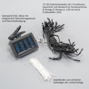 Snur luminos 72 LED pentru umbrela gradina - cu incarcare solara - - Img 5