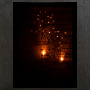Tablou iluminat 2 leduri cu timer - 30x40cm - print digital pe canvas - balansoar langa foc - Img 2
