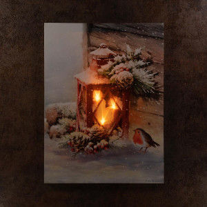 Tablou iluminat 3 leduri cu timer - 30x40cm - print digital pe canvas - Lampa rosie - Img 3