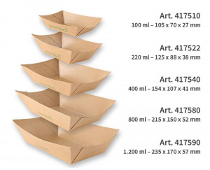 Tava mancare TASTY 20x13.8x5.3cm - hartie kraft impregnata PLA - 800 ml - Img 2