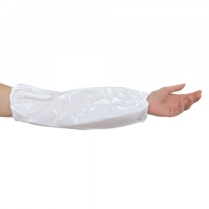 Maneca protectie HYGONORM - din PE cusut manual cu elastic - culoare alb - 40 cm 20my - 100 buc