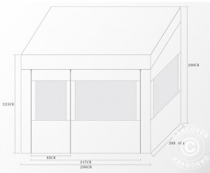 Pavilion pliabil FLEXPRO TRAPEZO - dimensiune 3x3m - culoare alb, complet impermeabil, inclusiv pereti si podea din PVC - Img 4