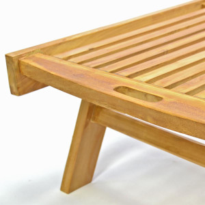 Sezlong cu roti Divero din lemn de salcam - cu roti - 197x65x35 cm - Img 2