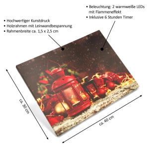 Tablou iluminat 2 leduri cu timer - 30x40cm - print digital pe canvas - Lampa X-mas - Img 5