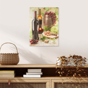 Tablou iluminat 2 leduri cu timer - 30x40cm - print digital pe canvas - seara cu vin - Img 4