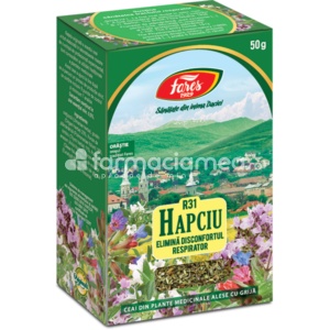 Ceai Hapciu Elimina Disconfortul Respirator R31, indicat in raceala si gripa, imunitate, 50g, Fares