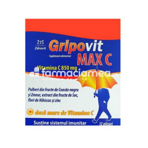 Gripovit Max C, 12 plicuri, Zdrovit