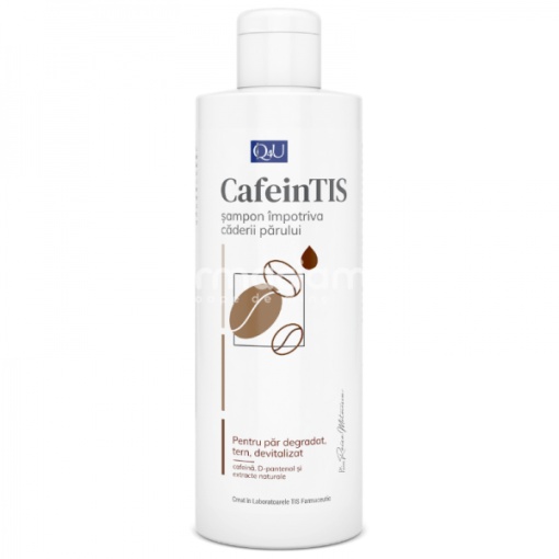 Sampon impotriva caderii parului CafeinTis Q4U, indicat pentru par degradat, tern, devitalizat, 200ml, Tis Farmaceutic