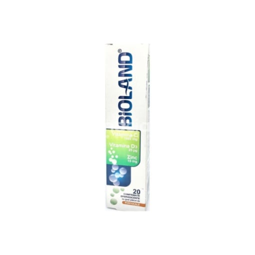 Bioland Vitamina C, D3 si Zn, 20 comprimate efervescente, Biofarm