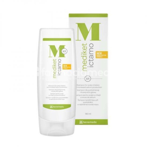 Mediket Ictamo Sampon pentru scalp cu iritatii si exces de sebum, 180 ml, Benemedo