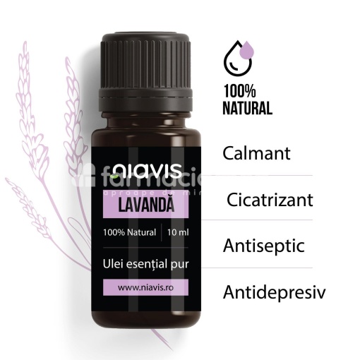 Niavis Ulei esential de lavanda, efect antidepresiv, calmant, antiseptic si cicatrizant, 10 ml