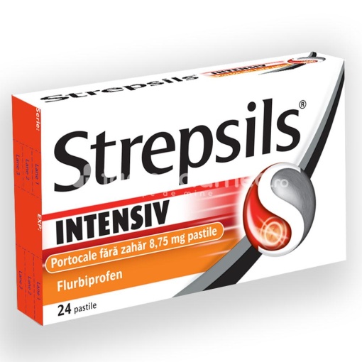 Strepsils Intensiv Portocala fara Zahar 8,75mg x 24pastile Reckitt