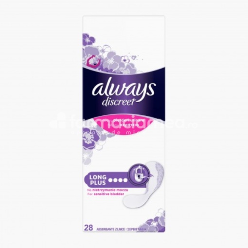 Absorbante zilnice Discreet Liners Long Plus, 28 bucati, Always