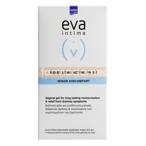 EVA INTIMA Moist long acting hidratare de durata, 9 aplicatoare vaginale